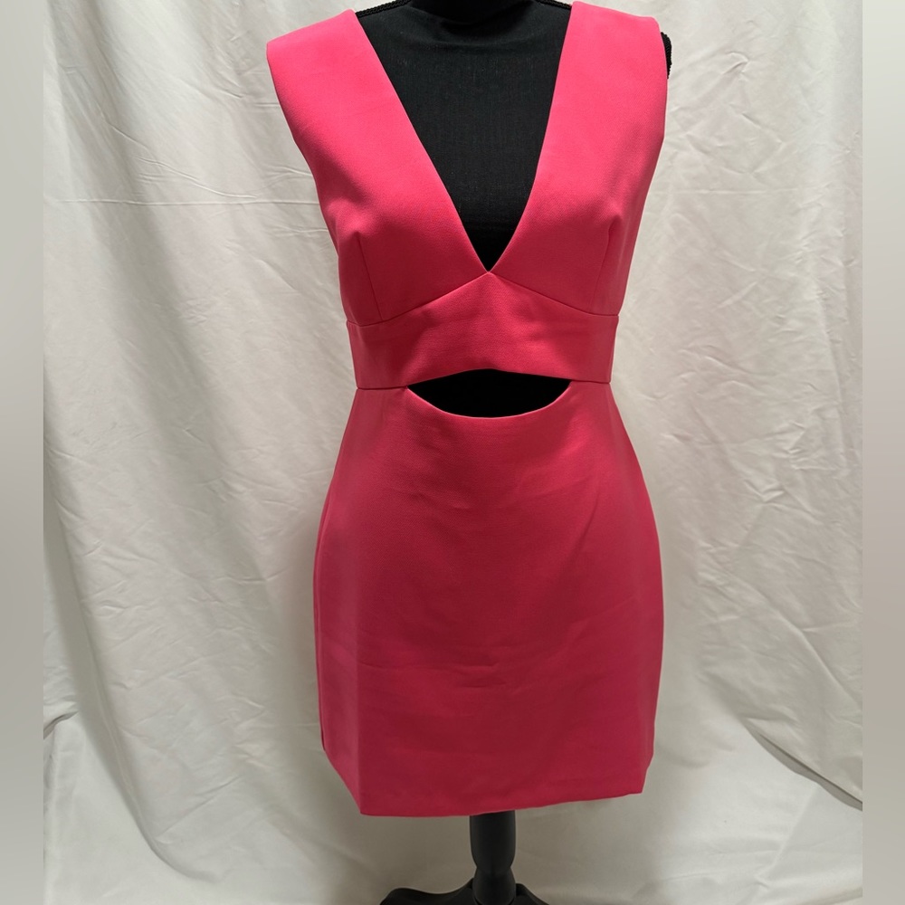 Hot pink midi fitted dress